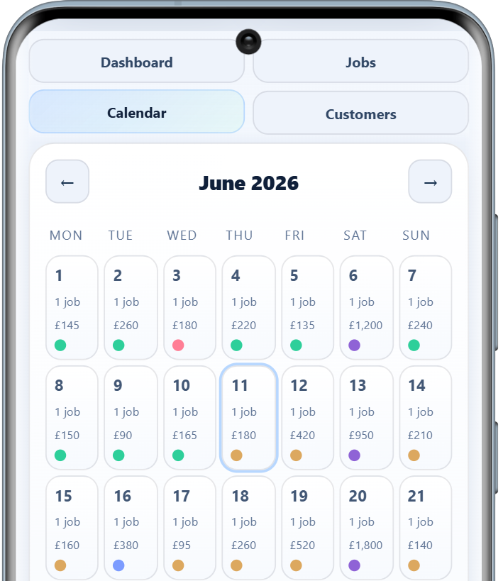 HandyMinder calendar view screen