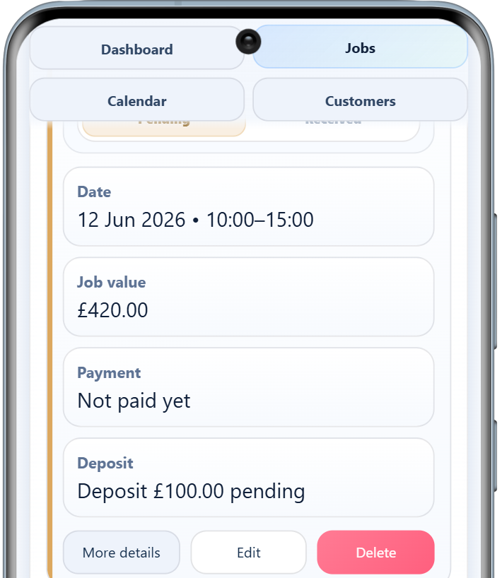 HandyMinder payment tracking screen